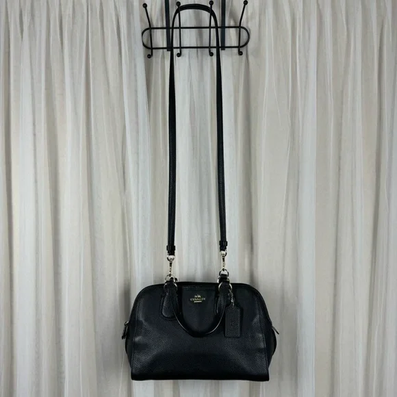 Coach black leather hand & crossbody bag - Picture 2 of 8